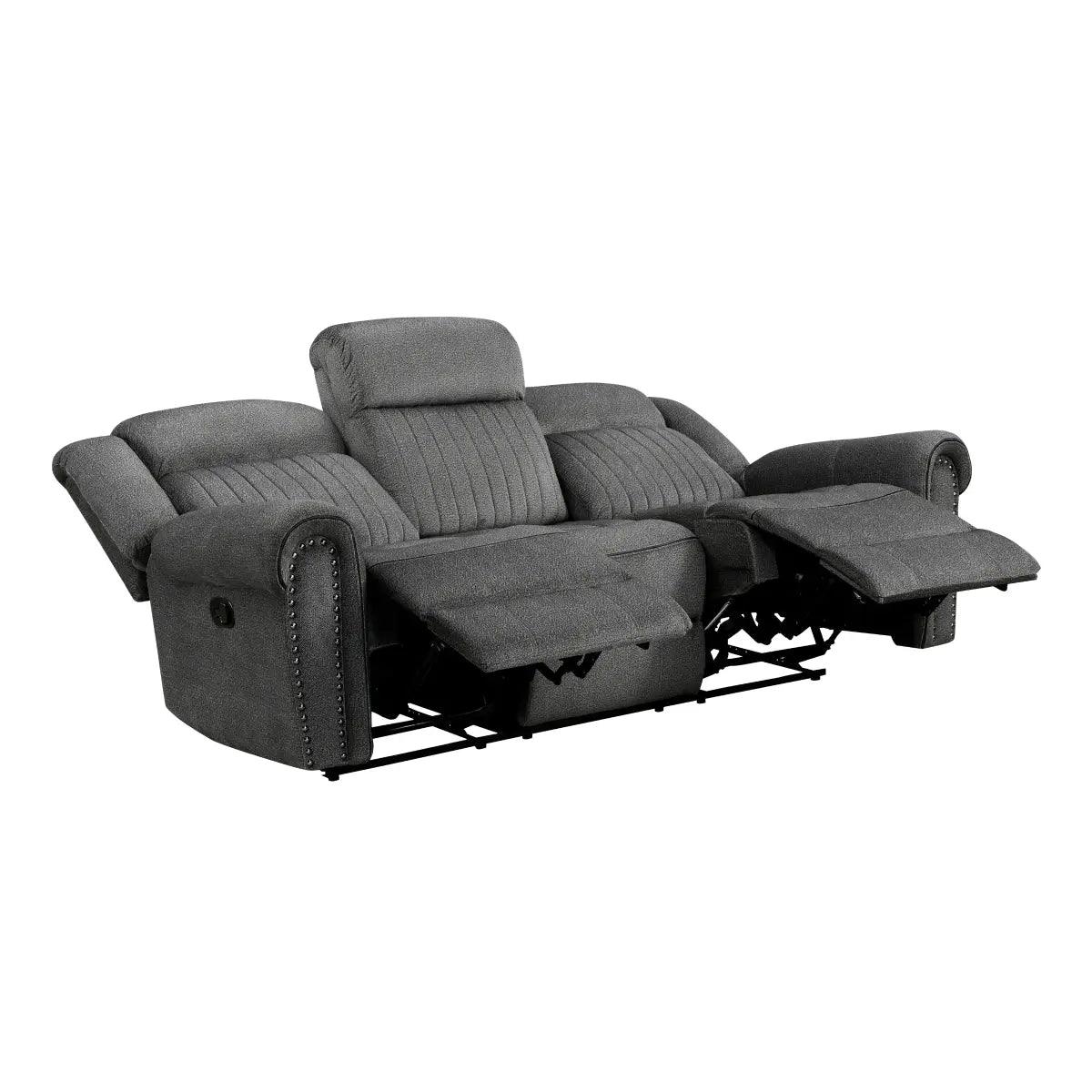 Brennen Double Reclining Sofa In Charcoal | Homelegance | Home Elegance USA