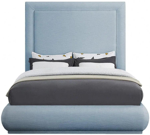 Brooke Linen Fabric Platform Bed | Meridian | Home Elegance USA