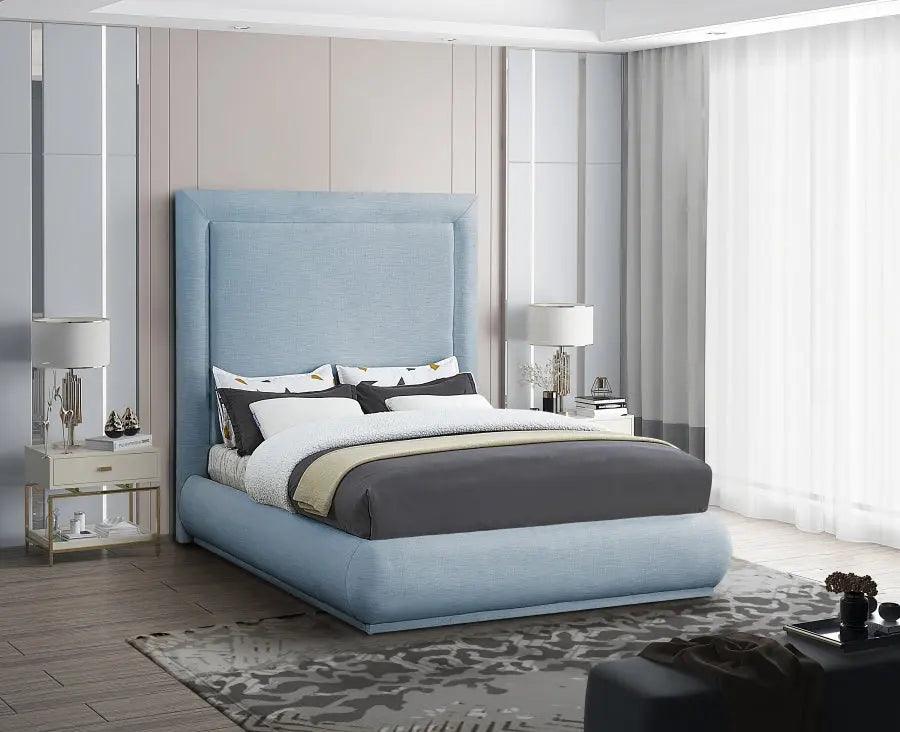 Brooke Linen Fabric Platform Bed | Meridian | Home Elegance USA