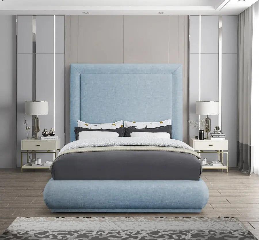 Brooke Linen Fabric Platform Bed | Meridian | Home Elegance USA