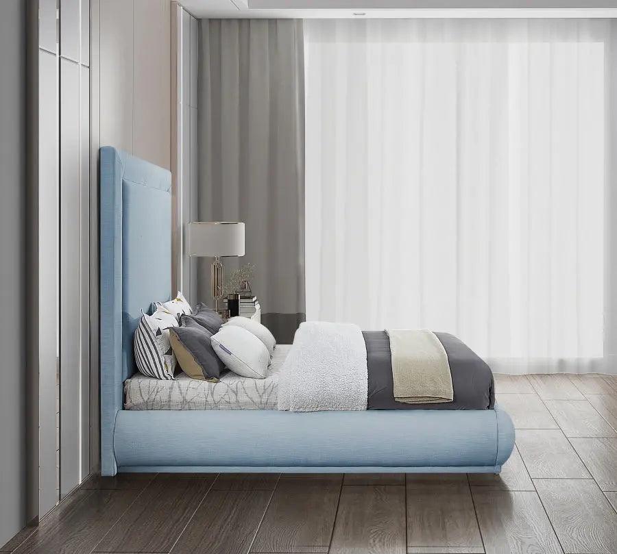 Brooke Linen Fabric Platform Bed | Meridian | Home Elegance USA