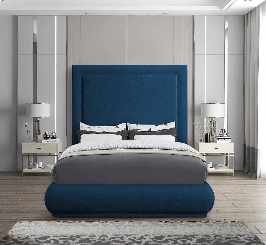 Brooke Linen Fabric Platform Bed | Meridian | Home Elegance USA
