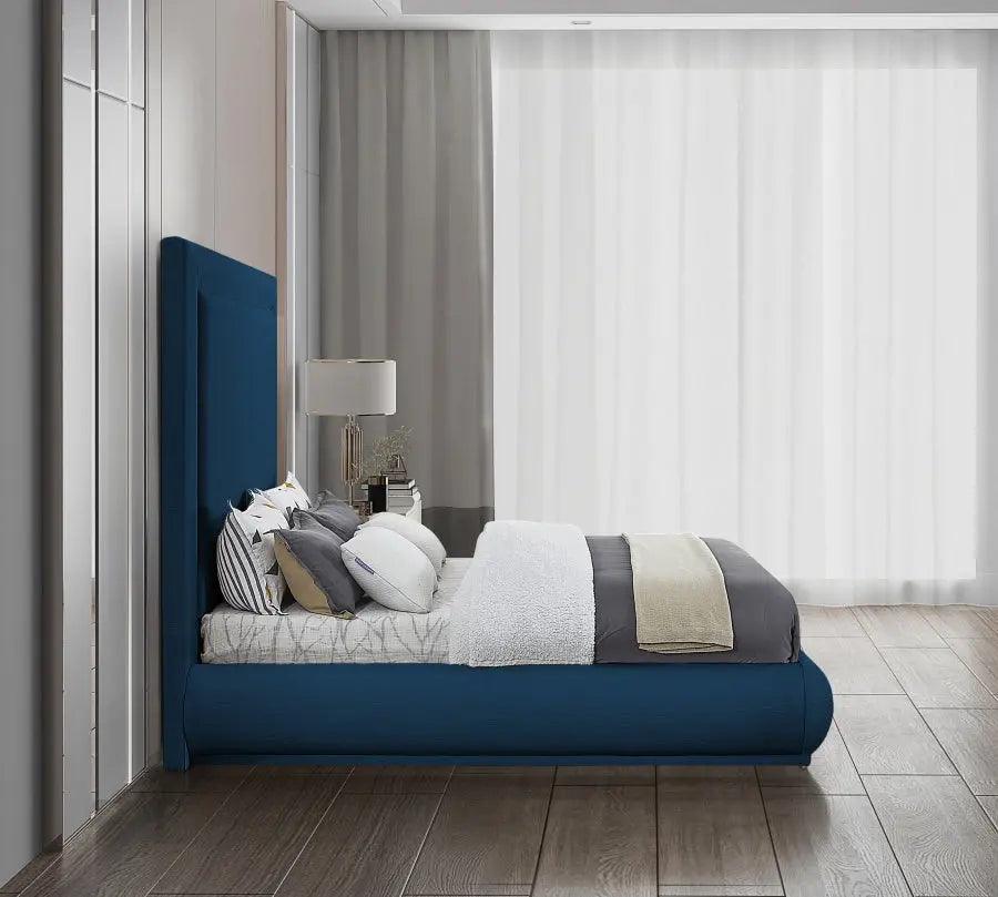 Brooke Linen Fabric Platform Bed | Meridian | Home Elegance USA