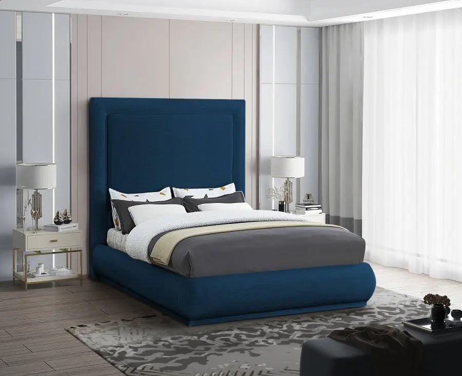 Brooke Linen Fabric Platform Bed | Meridian | Home Elegance USA