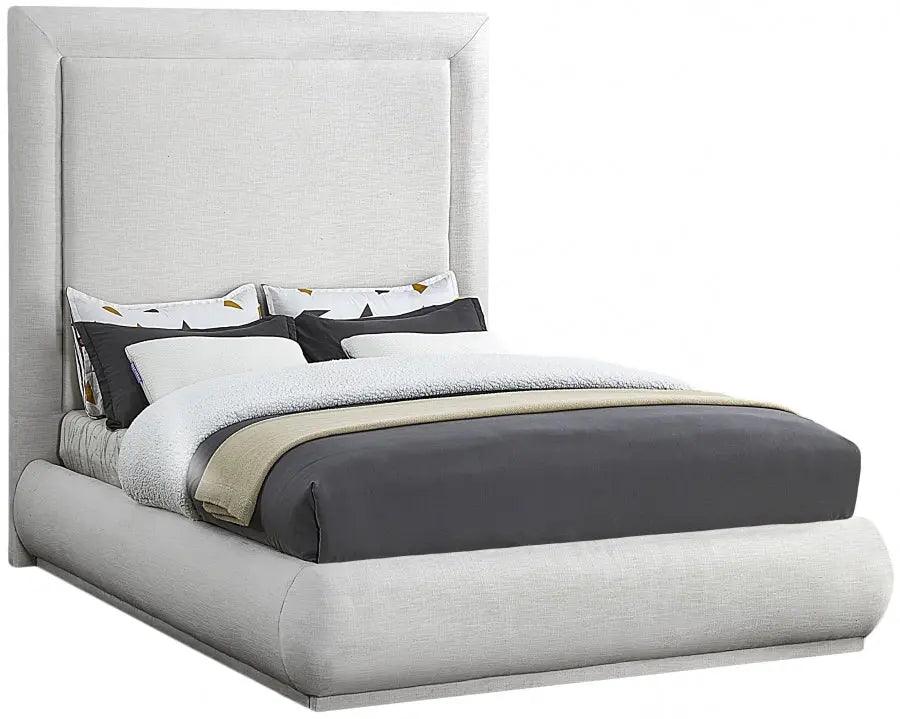 Brooke Linen Fabric Platform Bed | Meridian | Home Elegance USA