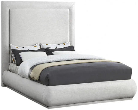 Brooke Linen Fabric Platform Bed | Meridian | Home Elegance USA