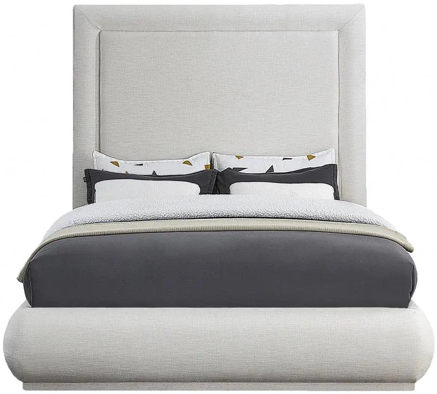 Brooke Linen Fabric Platform Bed | Meridian | Home Elegance USA
