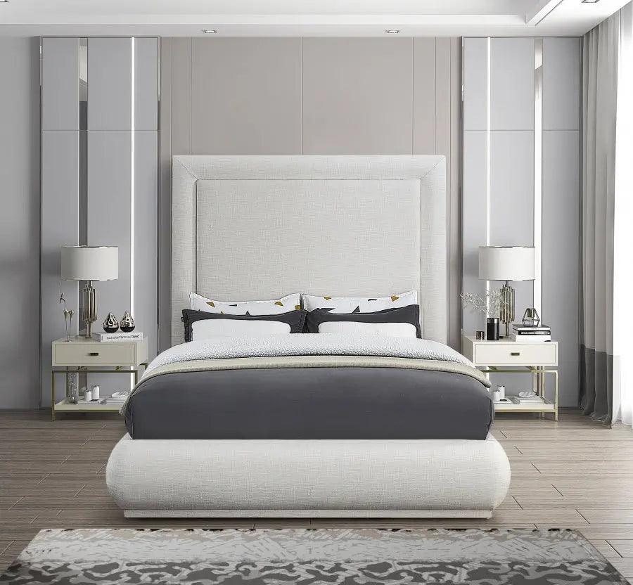 Brooke Linen Fabric Platform Bed | Meridian | Home Elegance USA