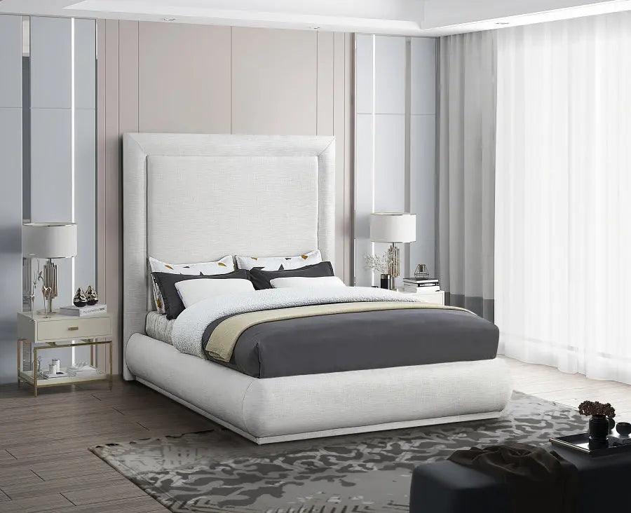 Brooke Linen Fabric Platform Bed | Meridian | Home Elegance USA