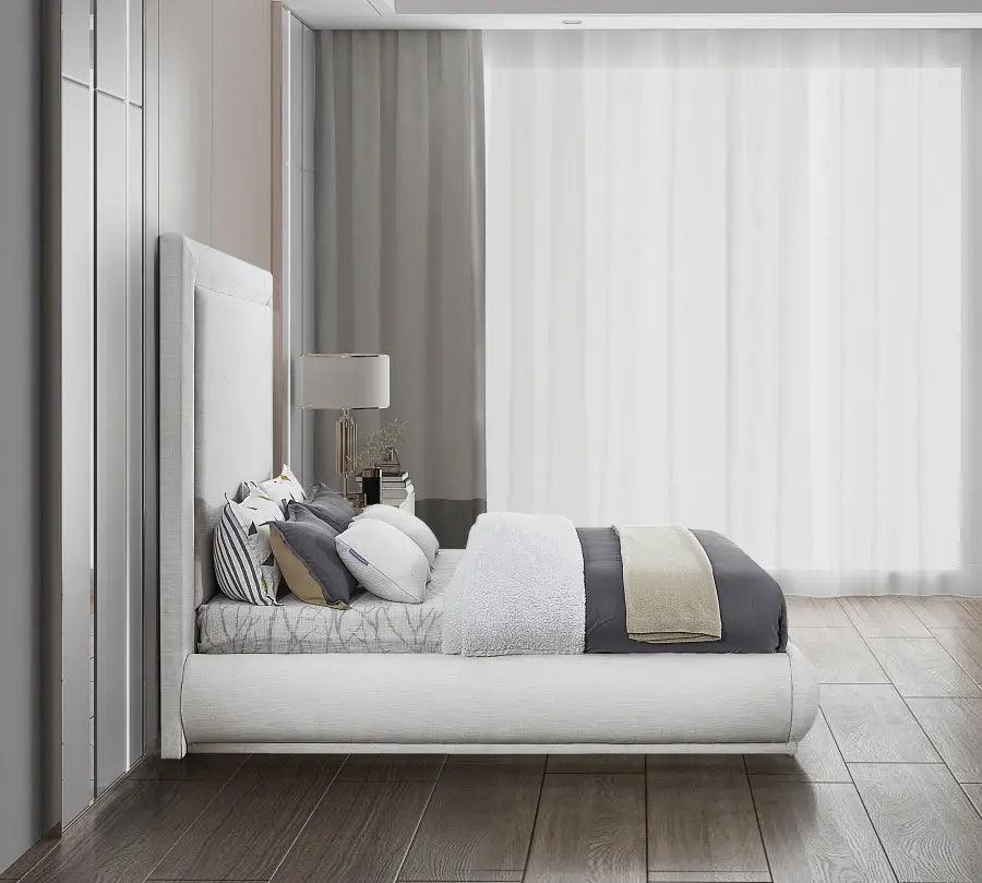 Brooke Linen Fabric Platform Bed | Meridian | Home Elegance USA