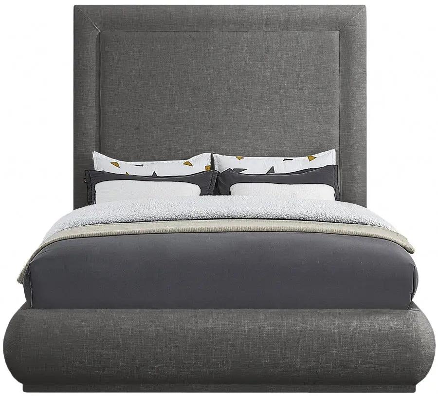 Brooke Linen Fabric Platform Bed | Meridian | Home Elegance USA