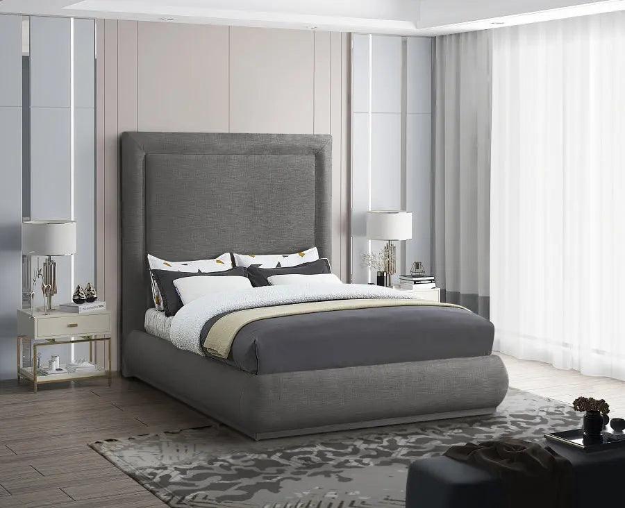 Brooke Linen Fabric Platform Bed | Meridian | Home Elegance USA