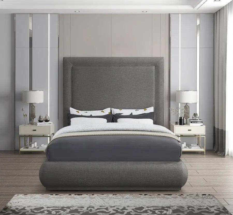 Brooke Linen Fabric Platform Bed | Meridian | Home Elegance USA