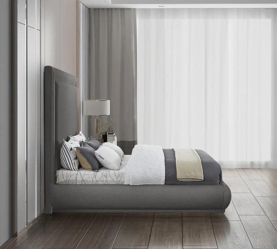 Brooke Linen Fabric Platform Bed | Meridian | Home Elegance USA