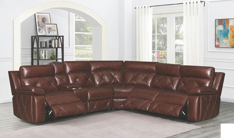 Brown Leather Power Reclining Sectional Chester 603440PP set | Coaster | Home Elegance USA