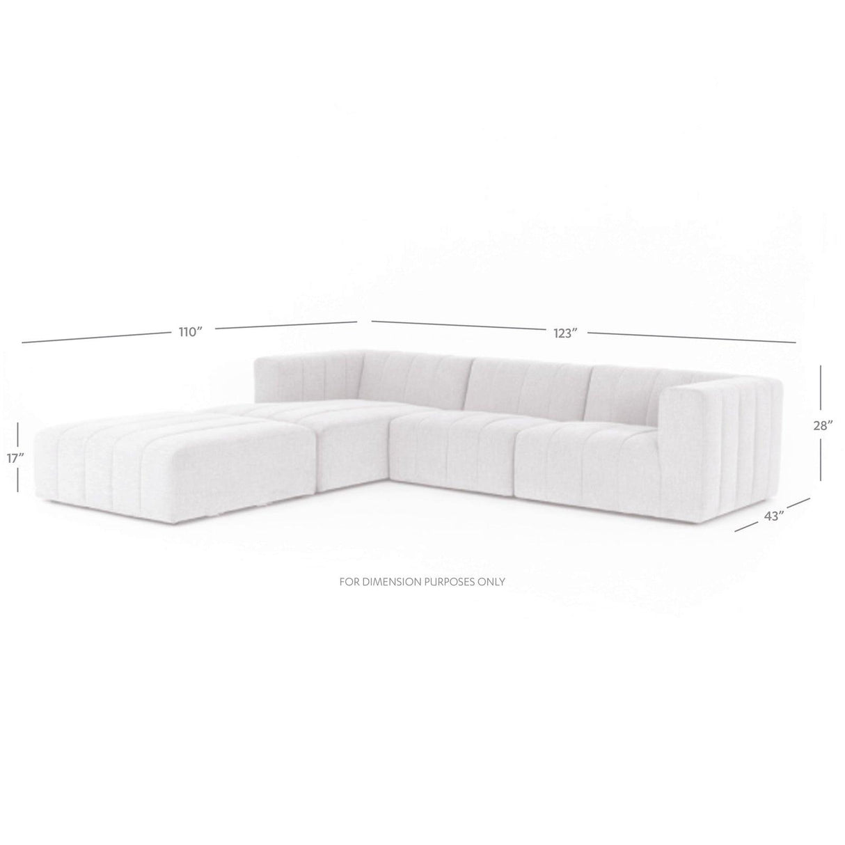 Four Hands Langham Channeled 3 Pc Sectional With Ottoman