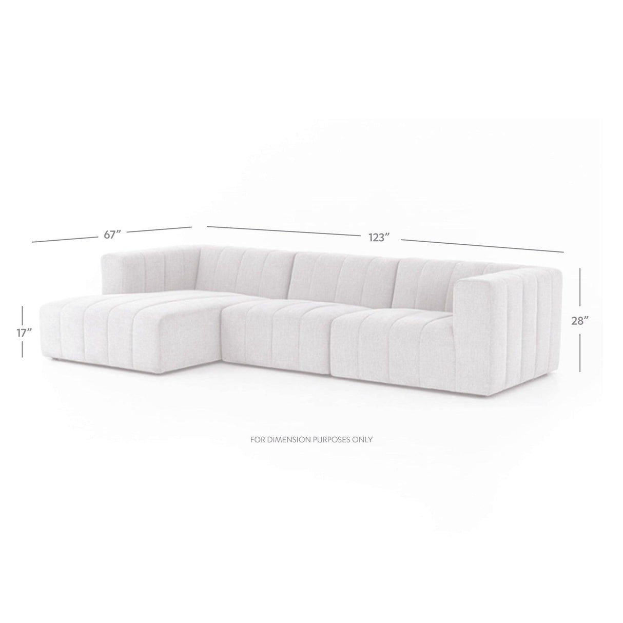 Four Hands Langham Channeled 3 Pc Sectional