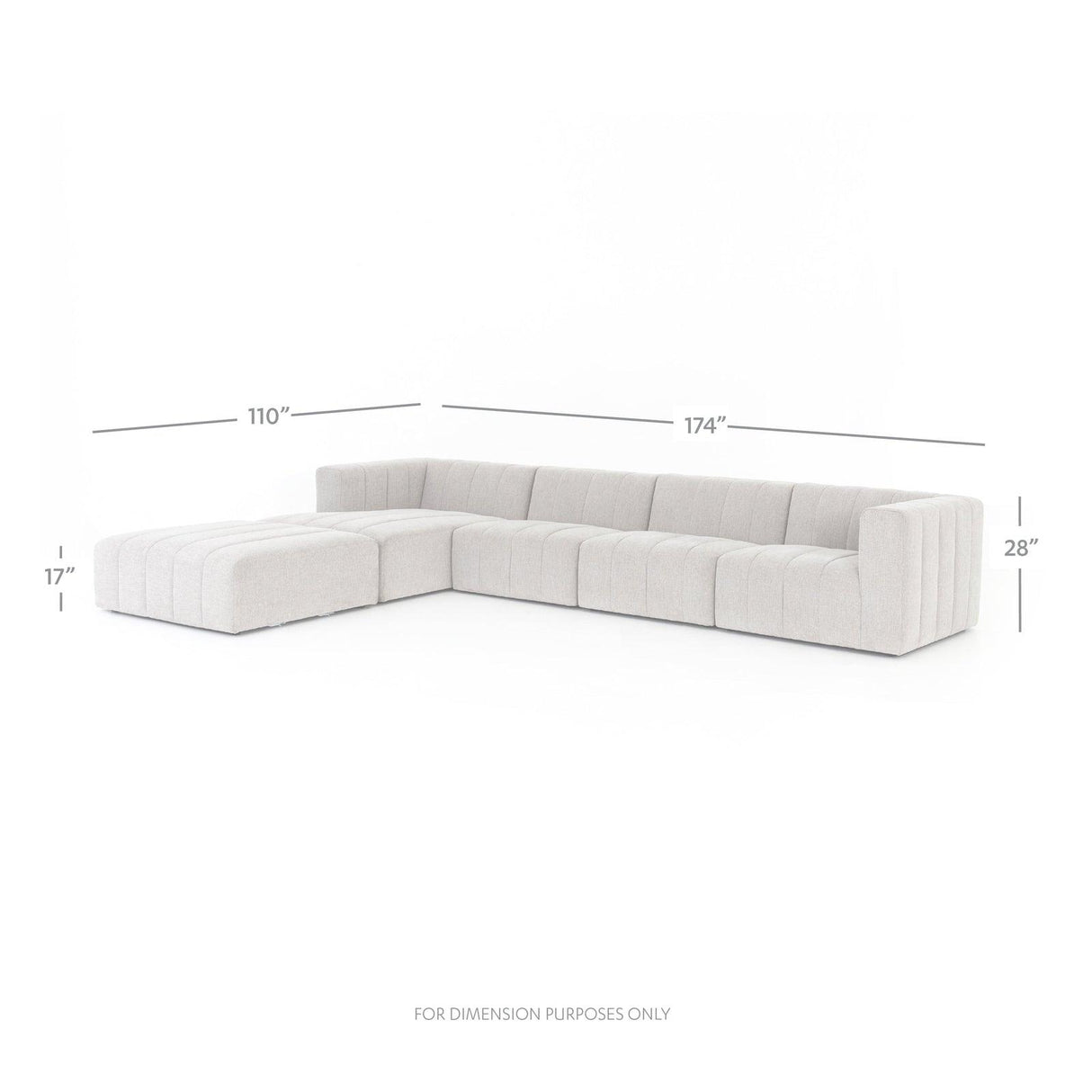 Four Hands Langham Channeled 4 Pc Sectional With Ottoman