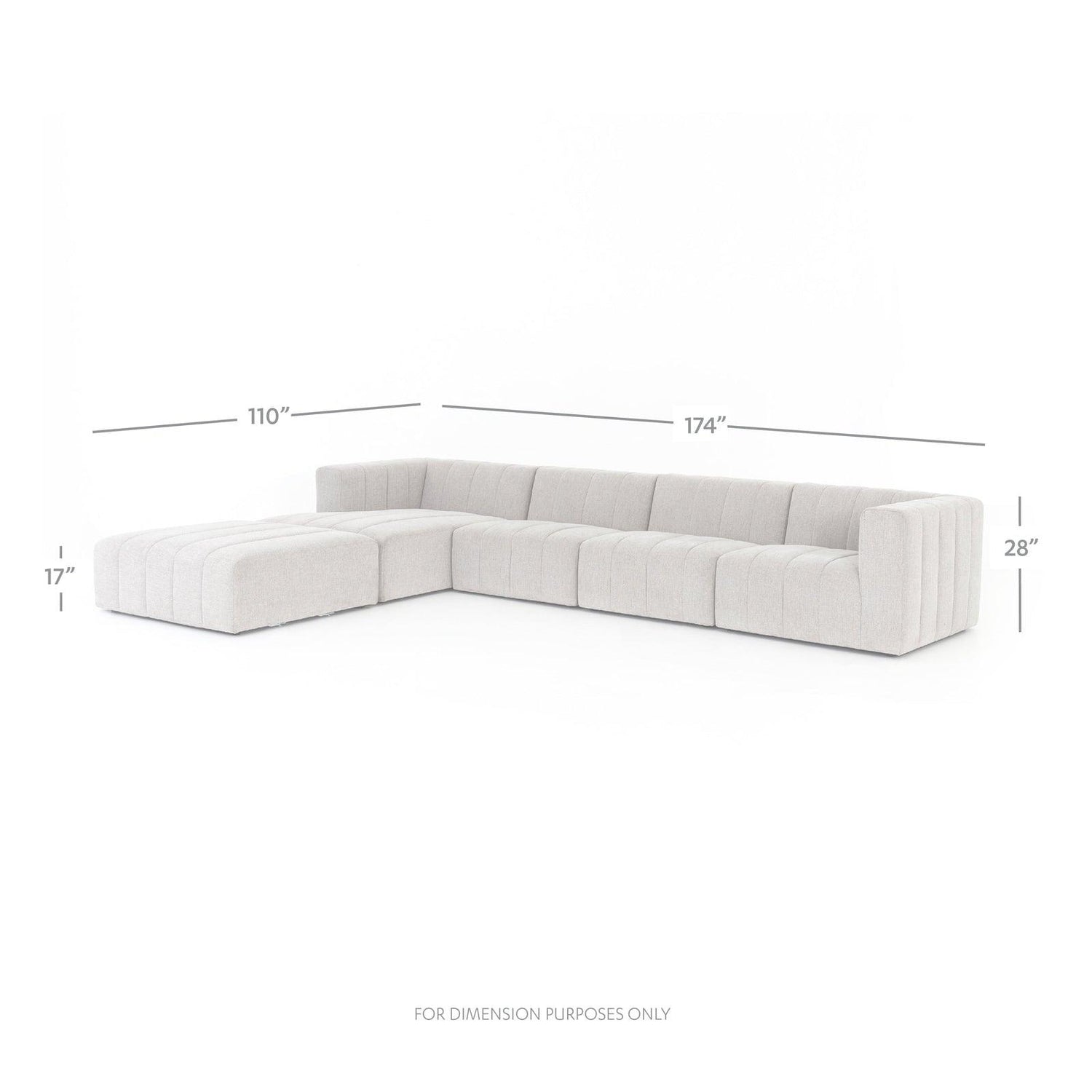 Four Hands Langham Channeled 4 Pc Sectional With Ottoman