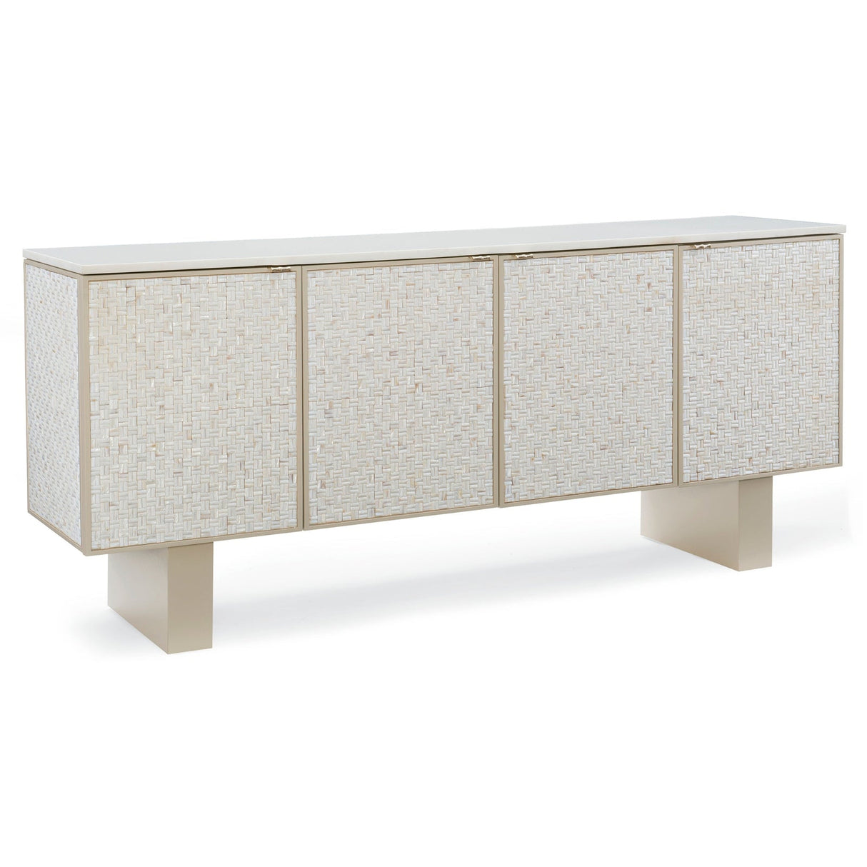 Bomb-Shell 77-inch Sideboard | CLA-416-441 | White Stone Top | Stacked Shell Design | Caracole - sold by Home Elegance USA