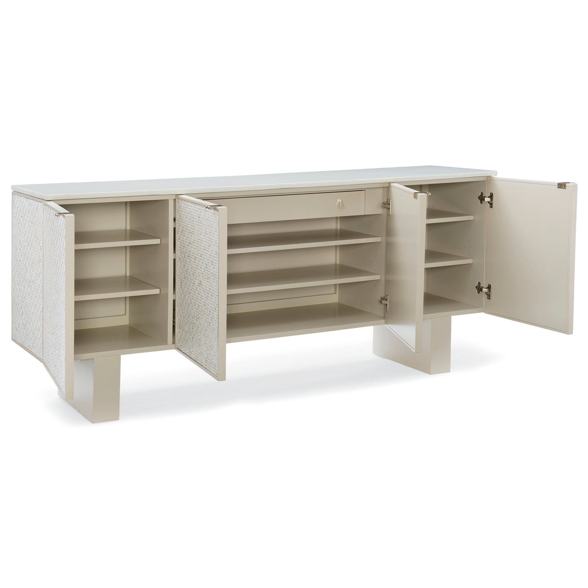 Bomb-Shell 77-inch Sideboard | CLA-416-441 | White Stone Top | Stacked Shell Design | Caracole - sold by Home Elegance USA