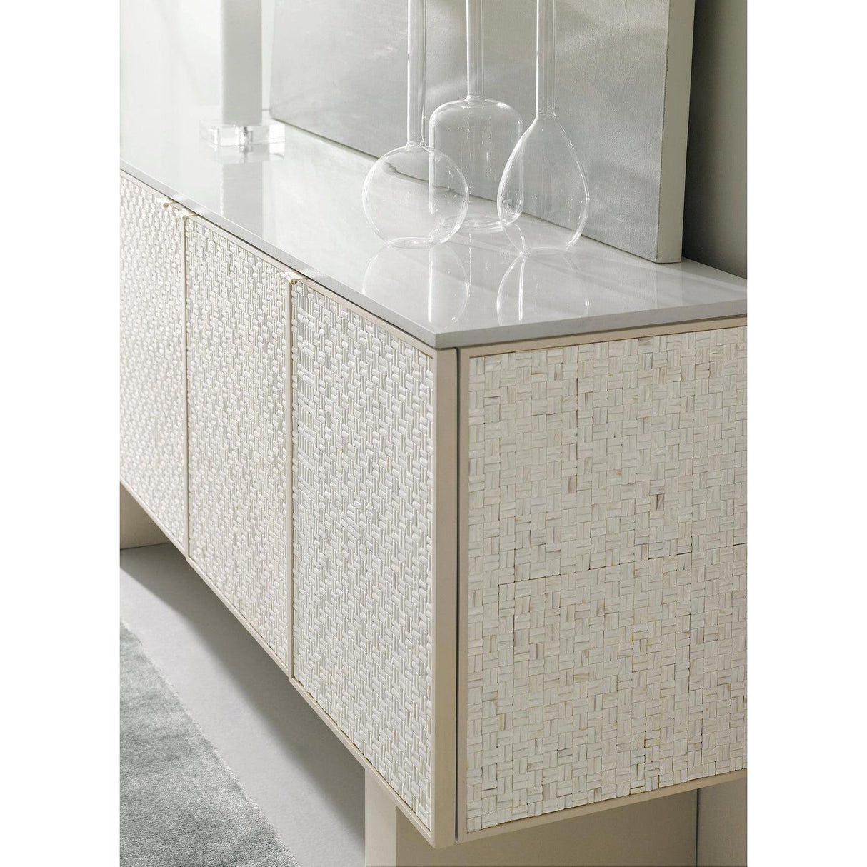 Bomb-Shell 77-inch Sideboard | CLA-416-441 | White Stone Top | Stacked Shell Design | Caracole - sold by Home Elegance USA