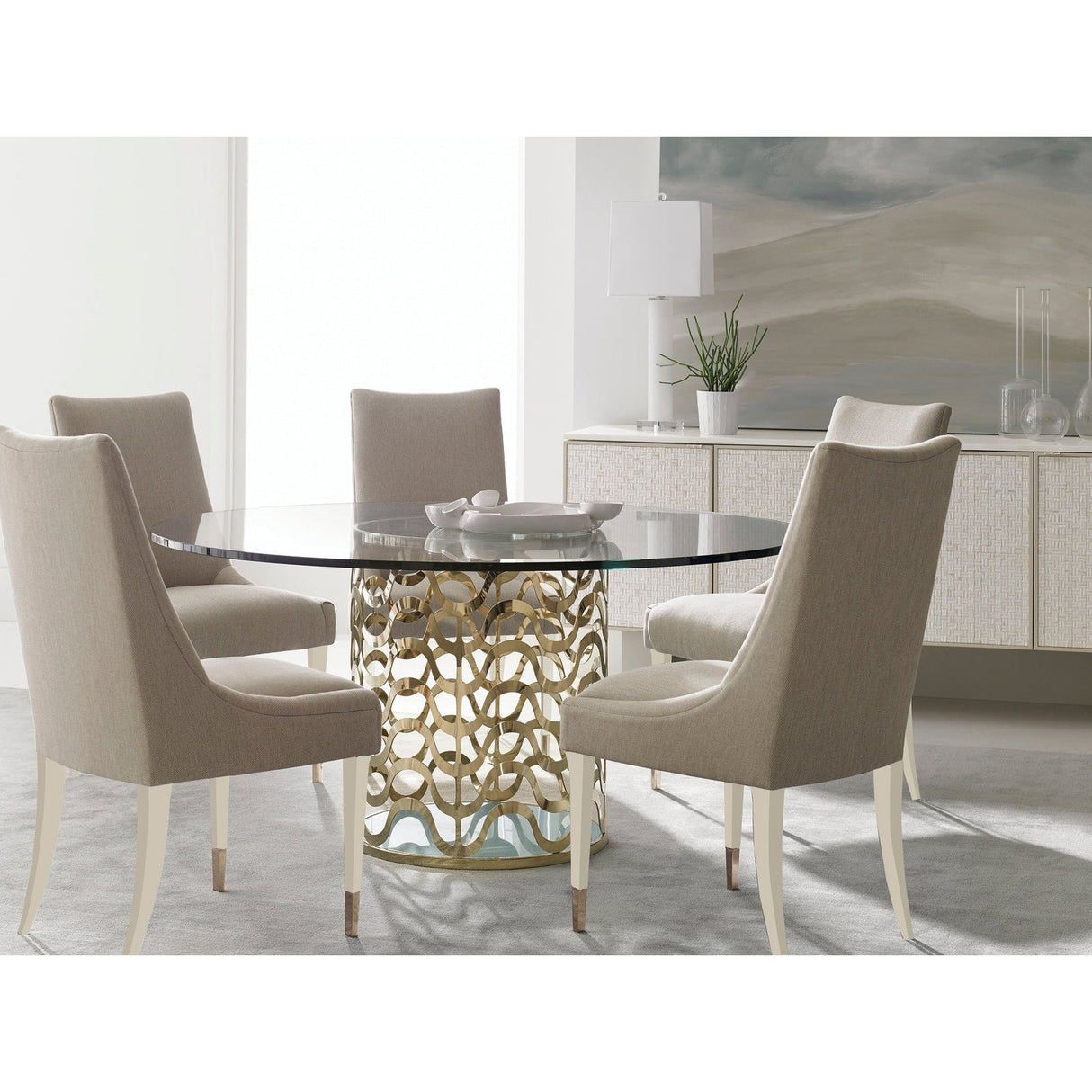 Bomb-Shell 77-inch Sideboard | CLA-416-441 | White Stone Top | Stacked Shell Design | Caracole - sold by Home Elegance USA