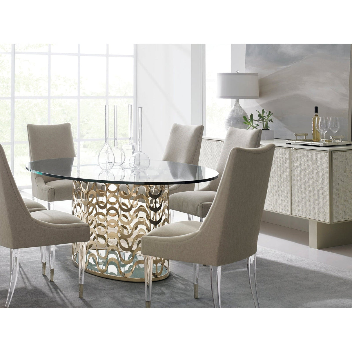 Bomb-Shell 77-inch Sideboard | CLA-416-441 | White Stone Top | Stacked Shell Design | Caracole - sold by Home Elegance USA