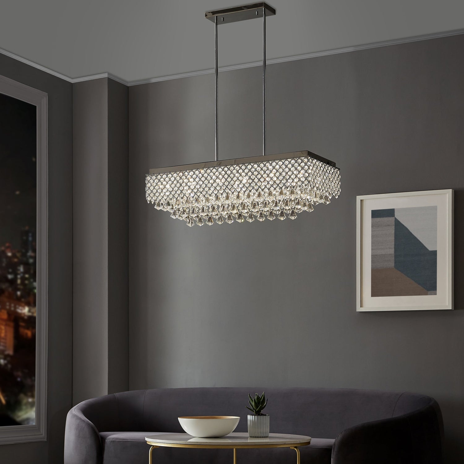 Cinderella Crystal Rectangular Chandelier // 12 Light - Home Elegance USA