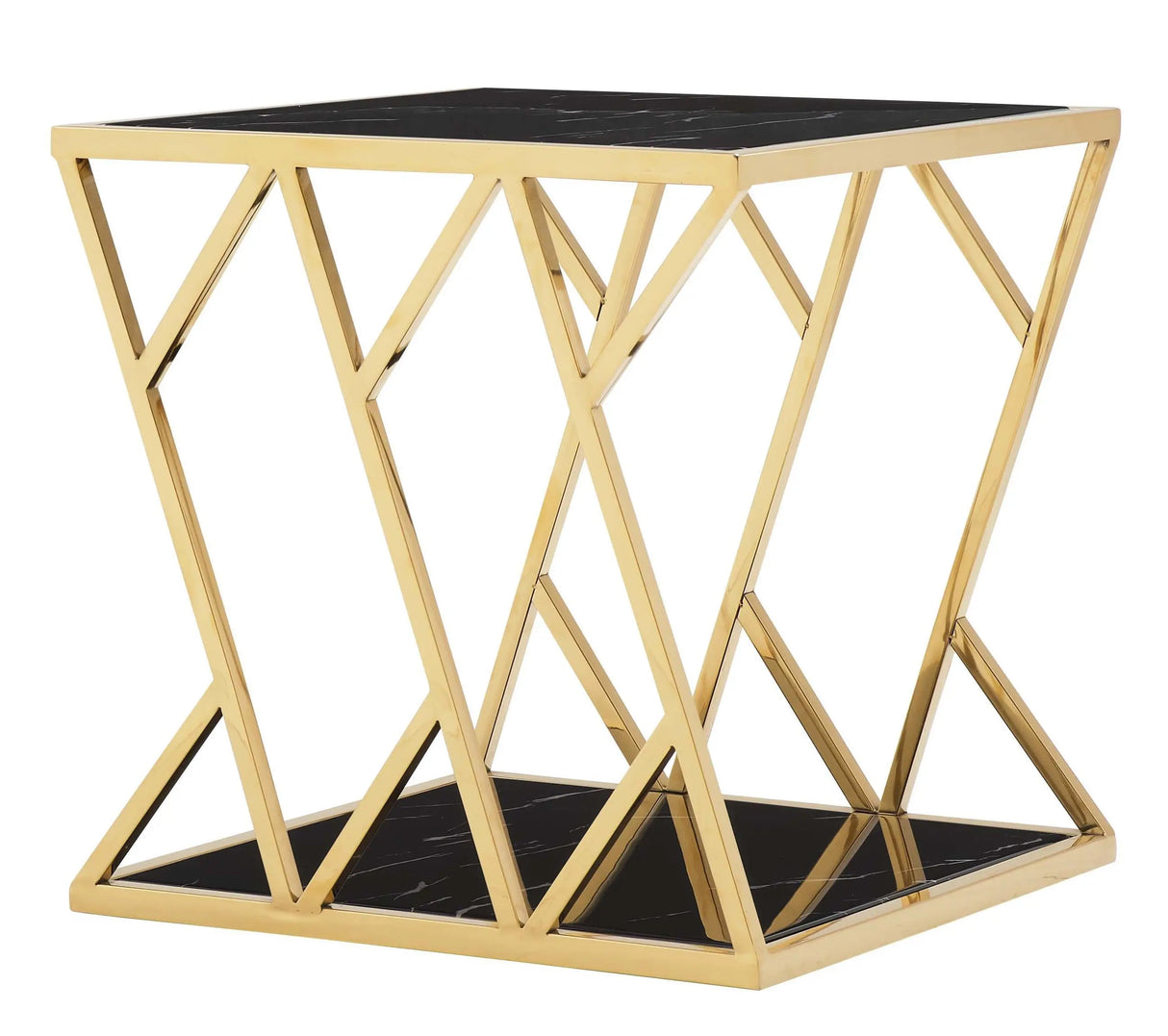 Julie Modern Style Marble End Table with Metal Base - Home Elegance USA