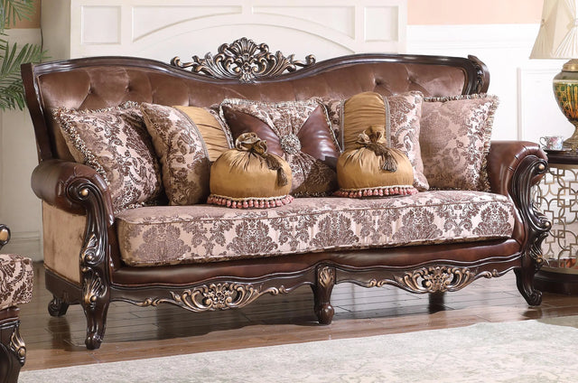 Phoenix Transitional Style Sofa in Cherry finish Wood - Home Elegance USA