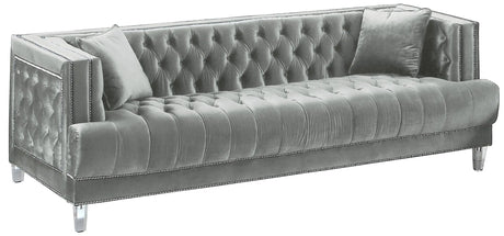 Kendel Silver Modern Style Gray Sofa with Acrylic Legs - Home Elegance USA