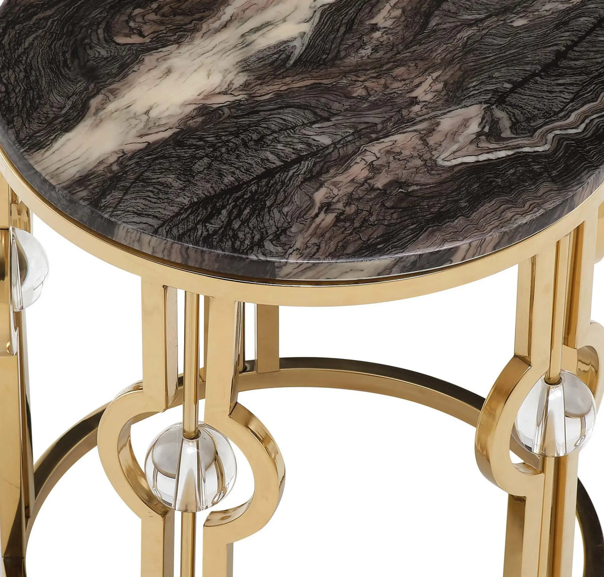 Fallon Modern Style Marble End Table with Metal Base - Home Elegance USA