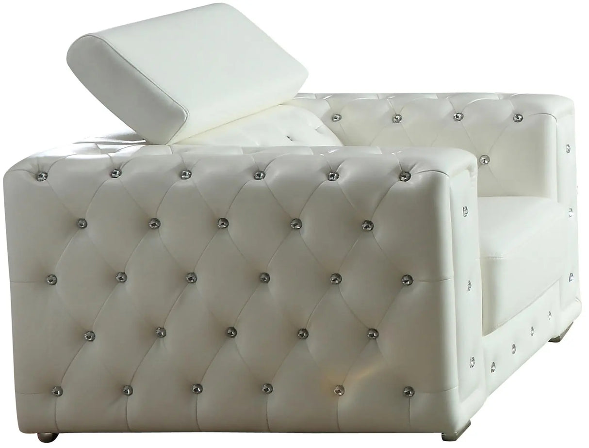 Charlise Modern Style White Chair in Faux Leather - Home Elegance USA