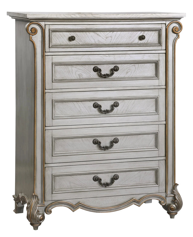 Melrose Traditional Style Chest in Silver finish Wood - Home Elegance USA