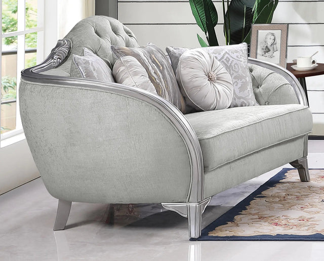 Natalia Transitional Style Loveseat in Silver finish Wood - Home Elegance USA
