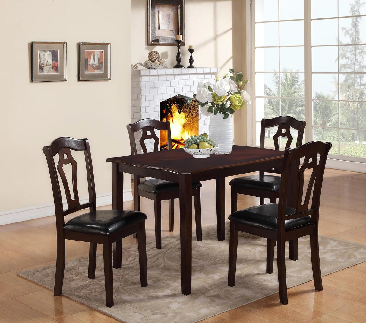 Bell Transitional Style Dining Set In Cherry Finish Wood | Cosmos | Home Elegance USA