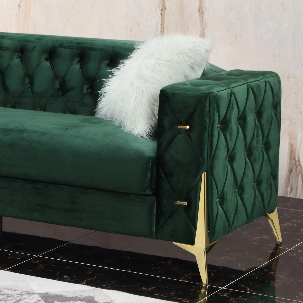 Emerald Modern Style Green Sofa in Gold finish - Home Elegance USA