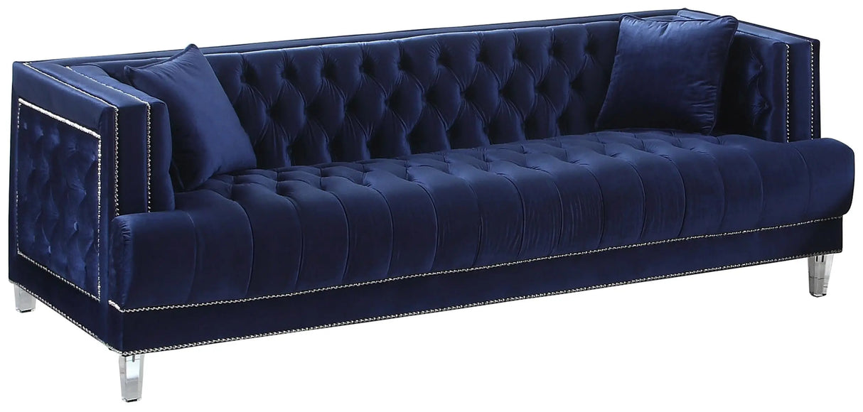 Kendel Blue Modern Style Navy Sofa with Acrylic Legs - Home Elegance USA
