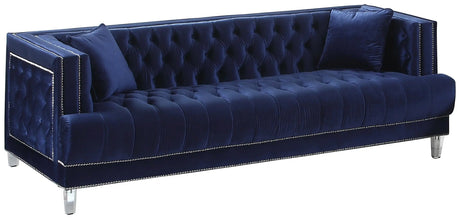Kendel Blue Modern Style Navy Sofa with Acrylic Legs - Home Elegance USA