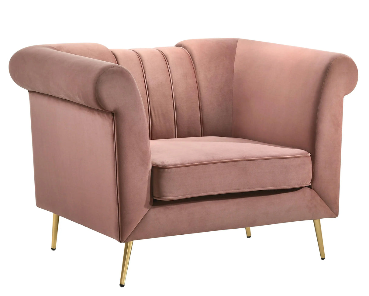 Lexington Transitional Style Coral Chair with Gold Finish - Home Elegance USA