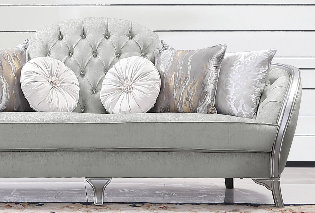 Natalia Transitional Style Sofa in Silver finish Wood - Home Elegance USA