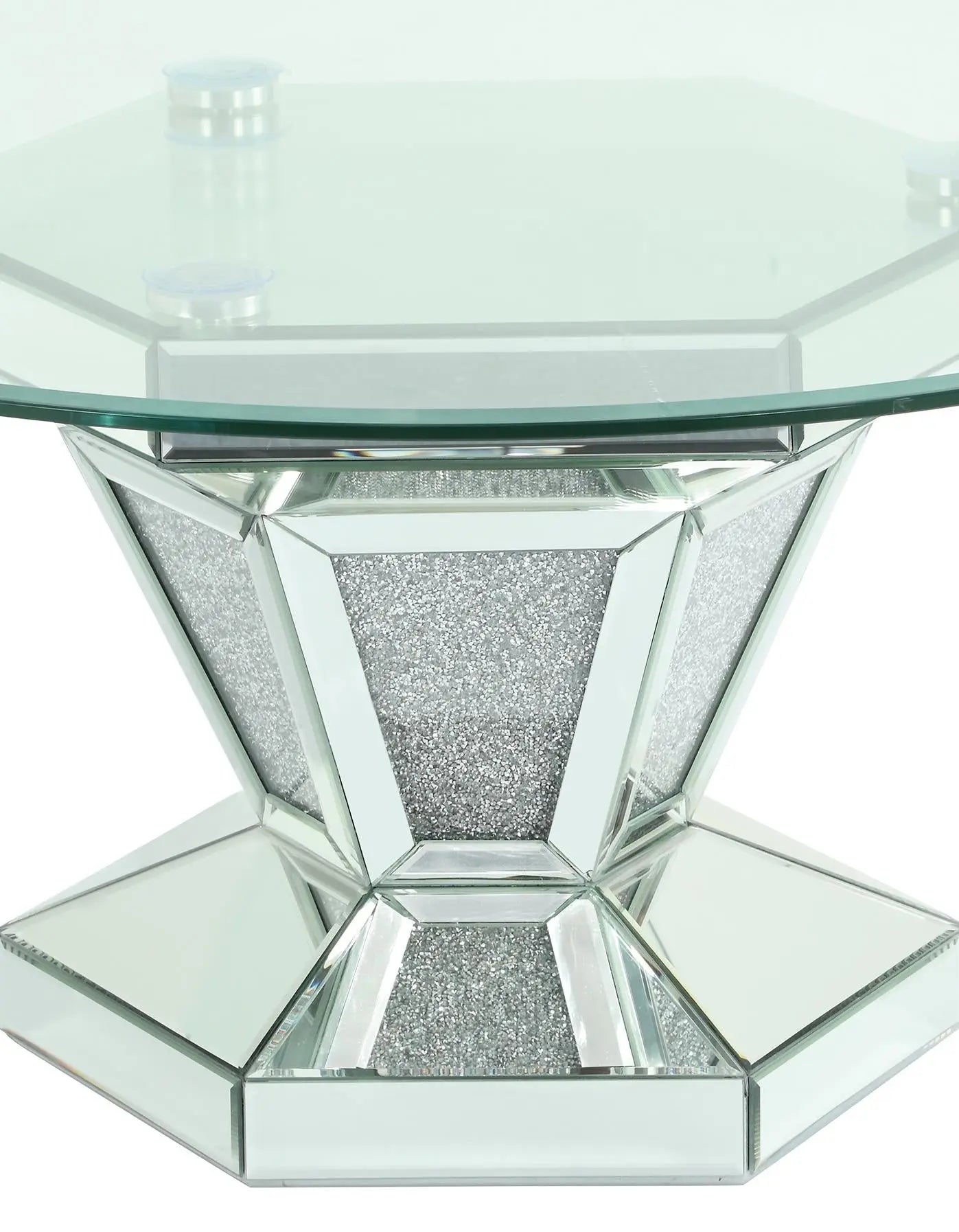 Diva Modern Style Glass Coffee Table With Silver Fiinish | Cosmos | Home Elegance USA