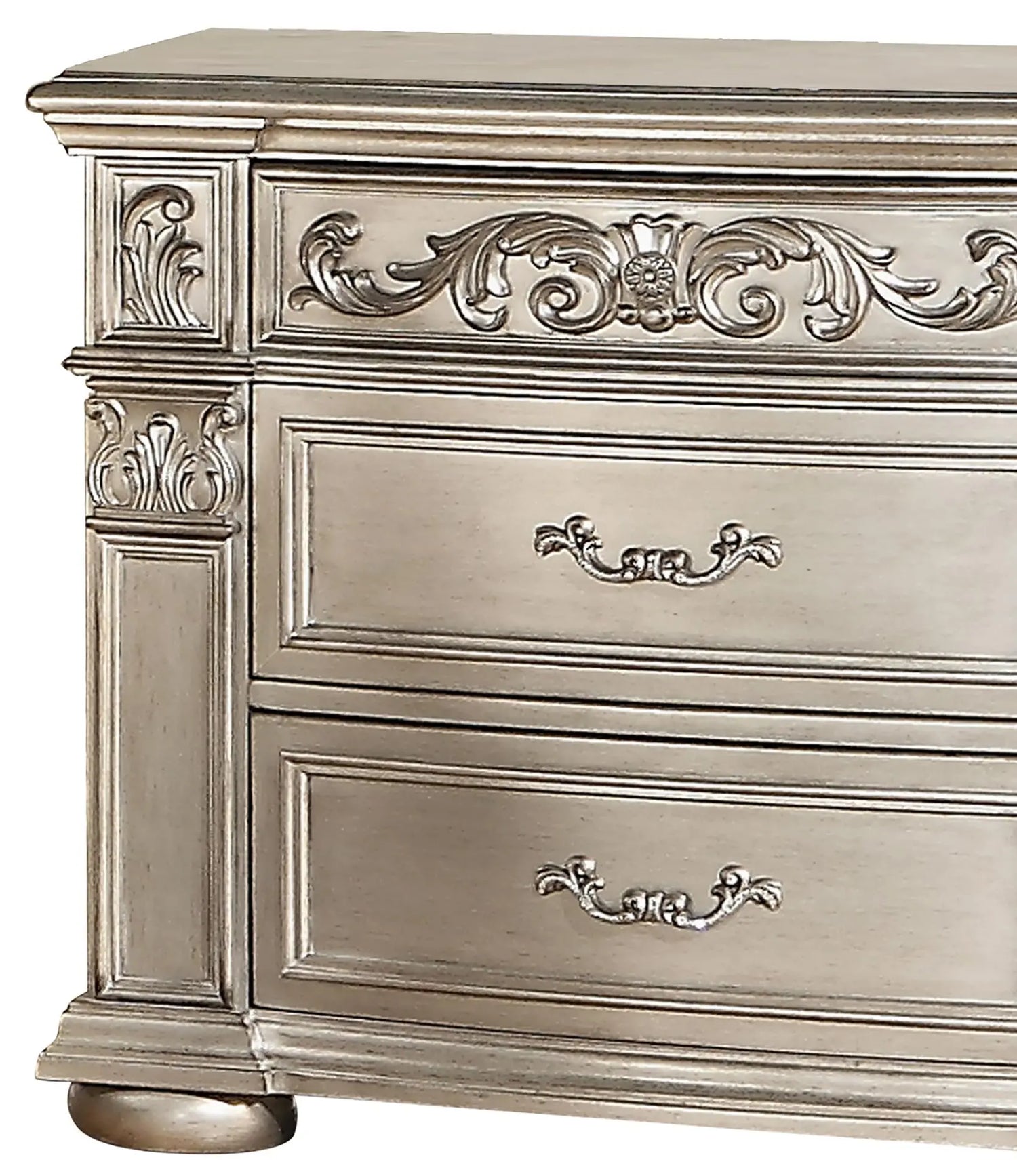 Platinum Traditional Style Nightstand in Gold finish Wood - Home Elegance USA