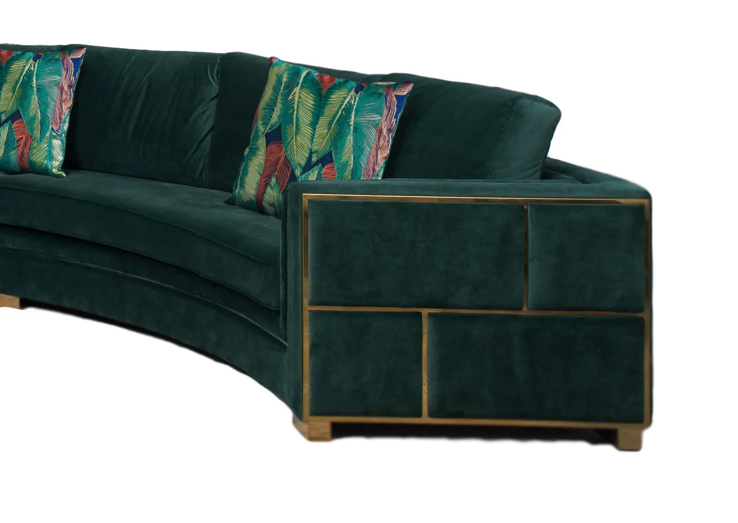Marco Sectional in Green with Gold Finish - Home Elegance USA