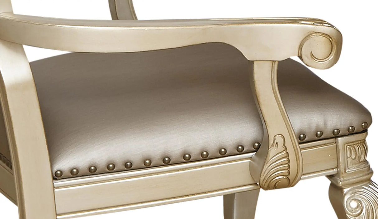 Miranda Transitional Style Dining Arm Chair in Gold finish Wood - Home Elegance USA