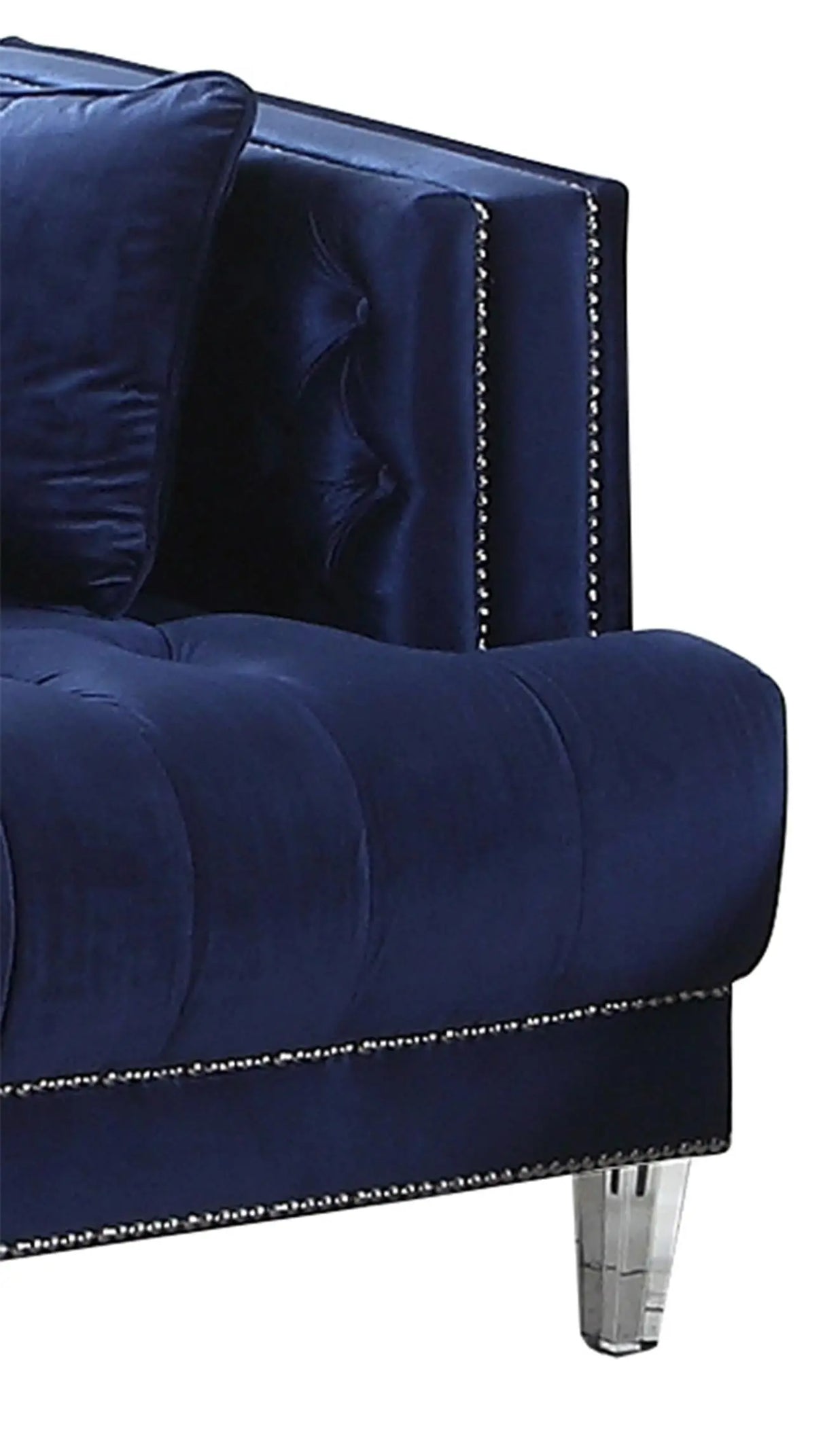 Kendel Blue Modern Style Navy Sofa with Acrylic Legs - Home Elegance USA