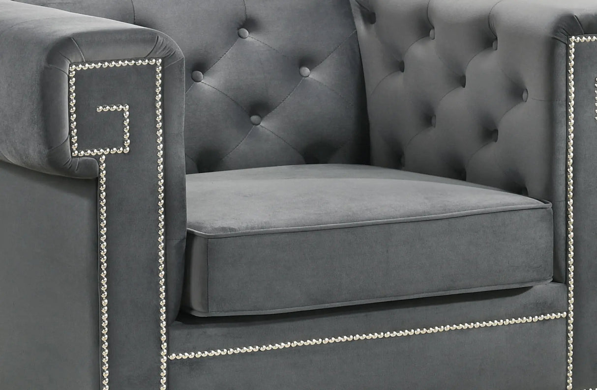 Clover Modern Style Gray Chair with Steel Legs - Home Elegance USA