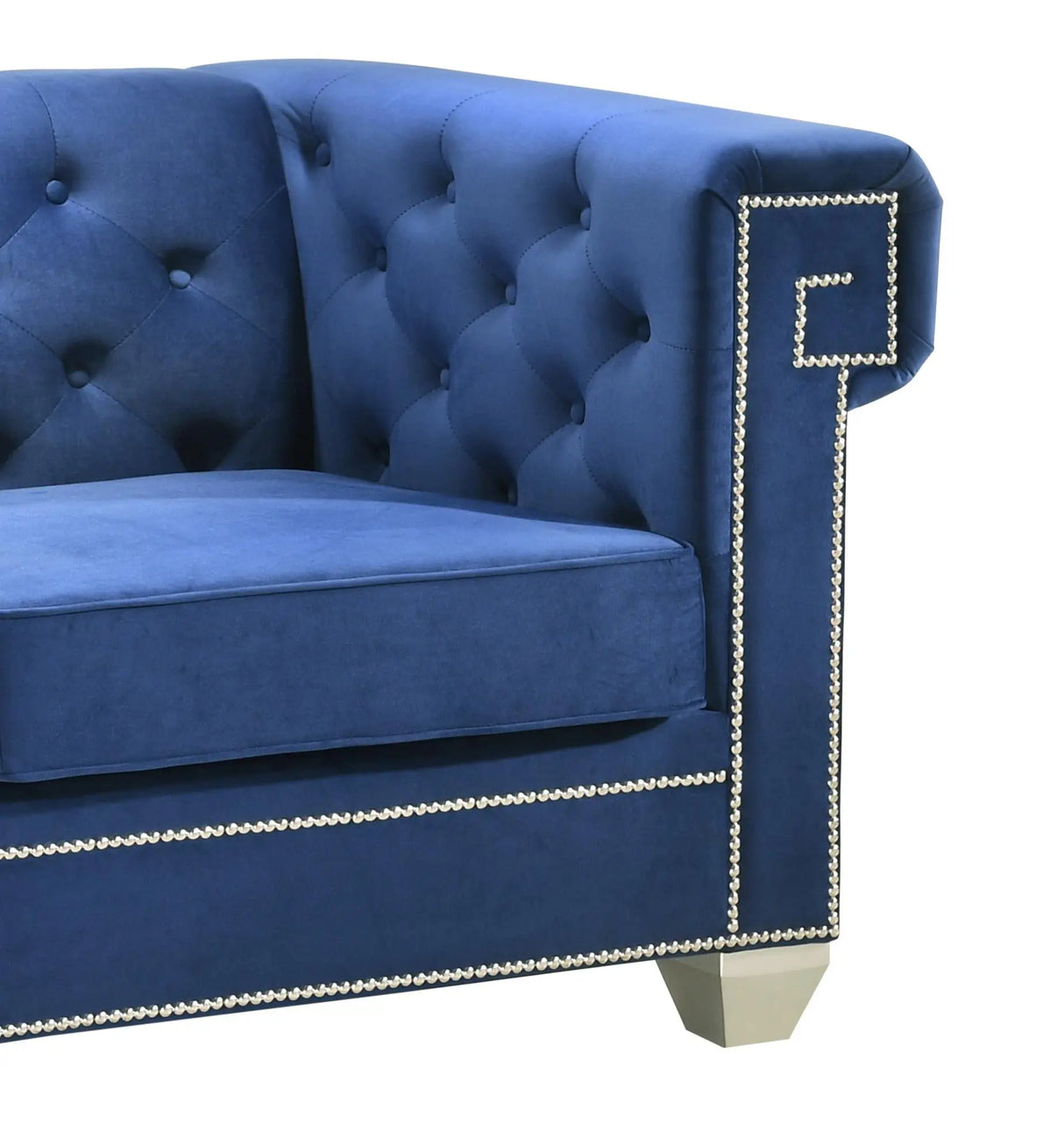 Clover Modern Style Blue Chair with Steel Legs - Home Elegance USA