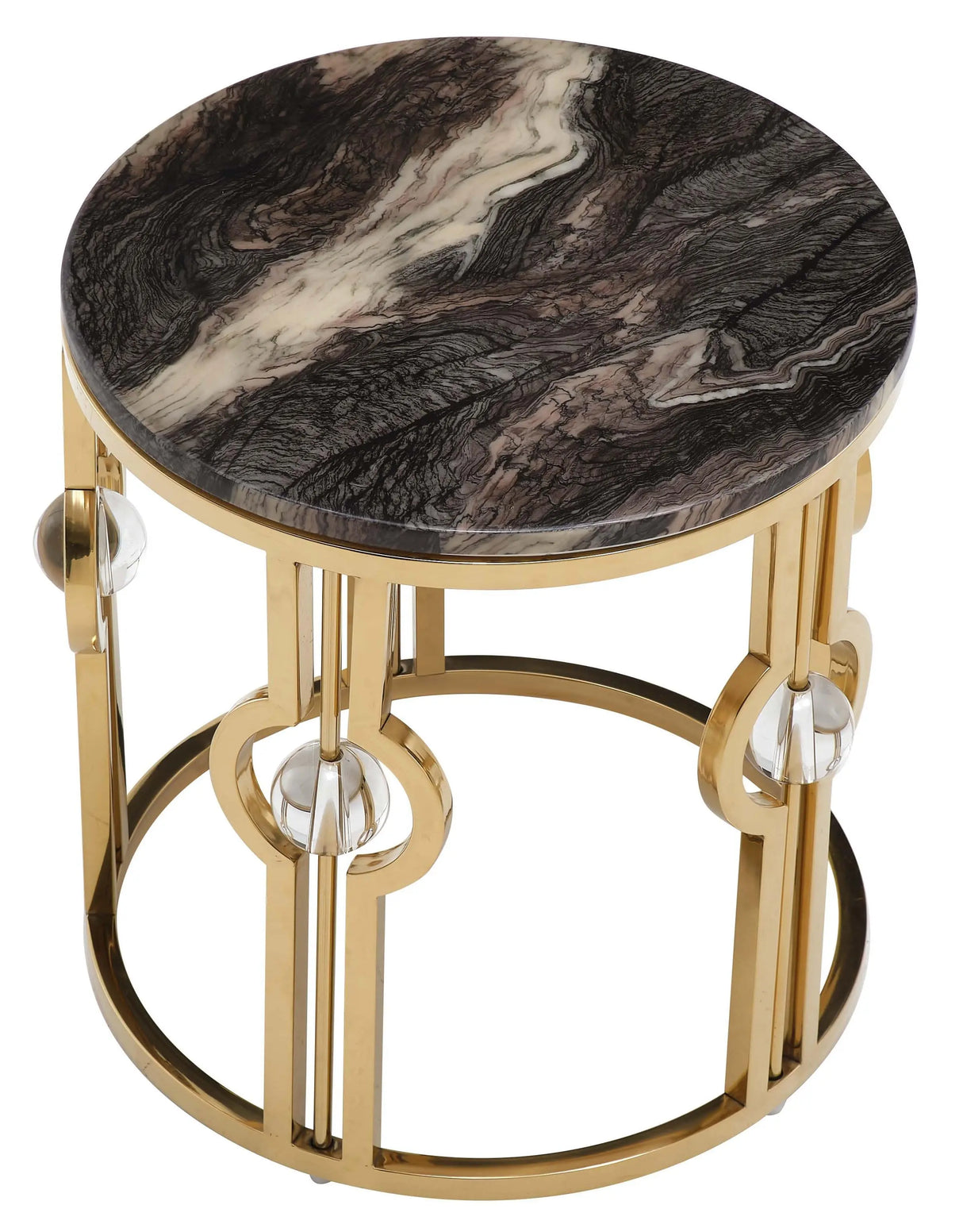 Fallon Modern Style Marble End Table with Metal Base - Home Elegance USA